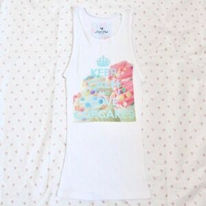 white ribbed tank top indie sleaze keep calm tank